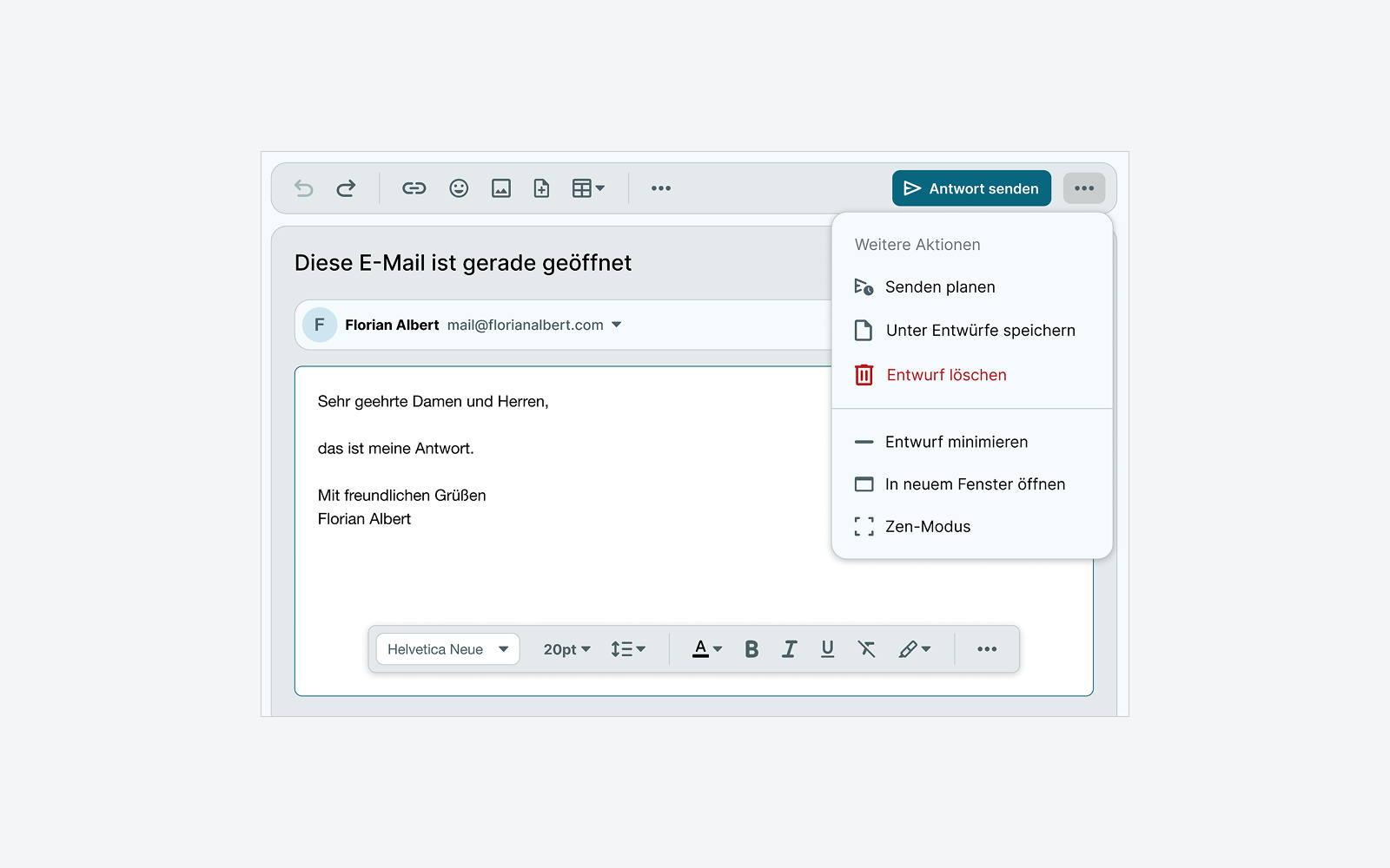 Das Bild zeigt das neue erstellen von E-Mails in Gmail, 2 von 2.