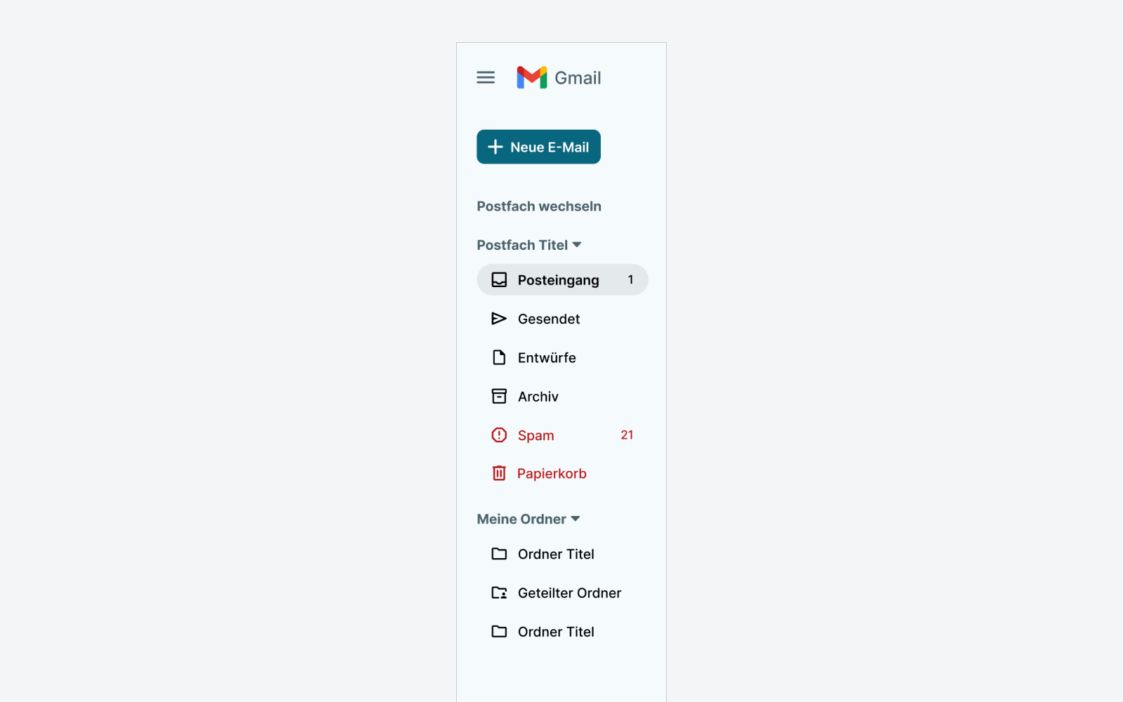 Das Bild zeigt die neue Gmail Navigation.