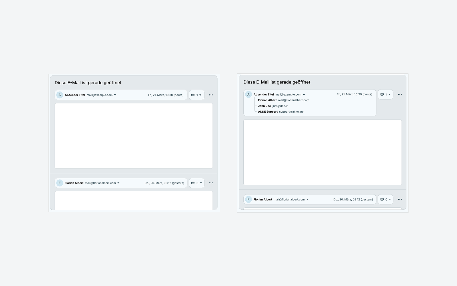 Das Bild zeigt mein neues Gmail-Layout der Nachrichten.